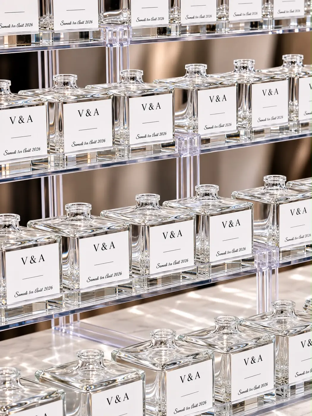Les flacons personnalisés à la date du mariage — bar à parfum L’Atelier MB Events